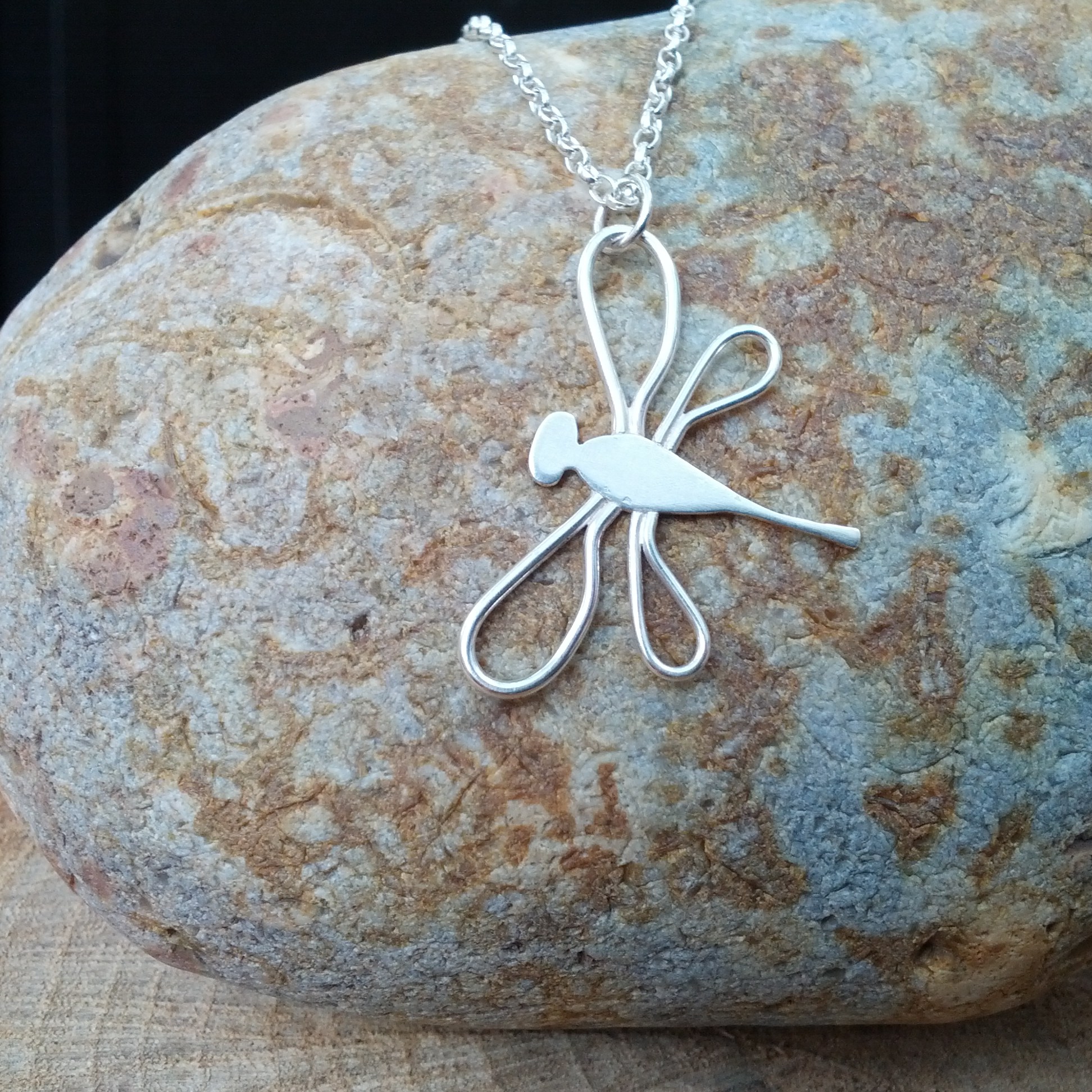 Silver dragonfly necklace