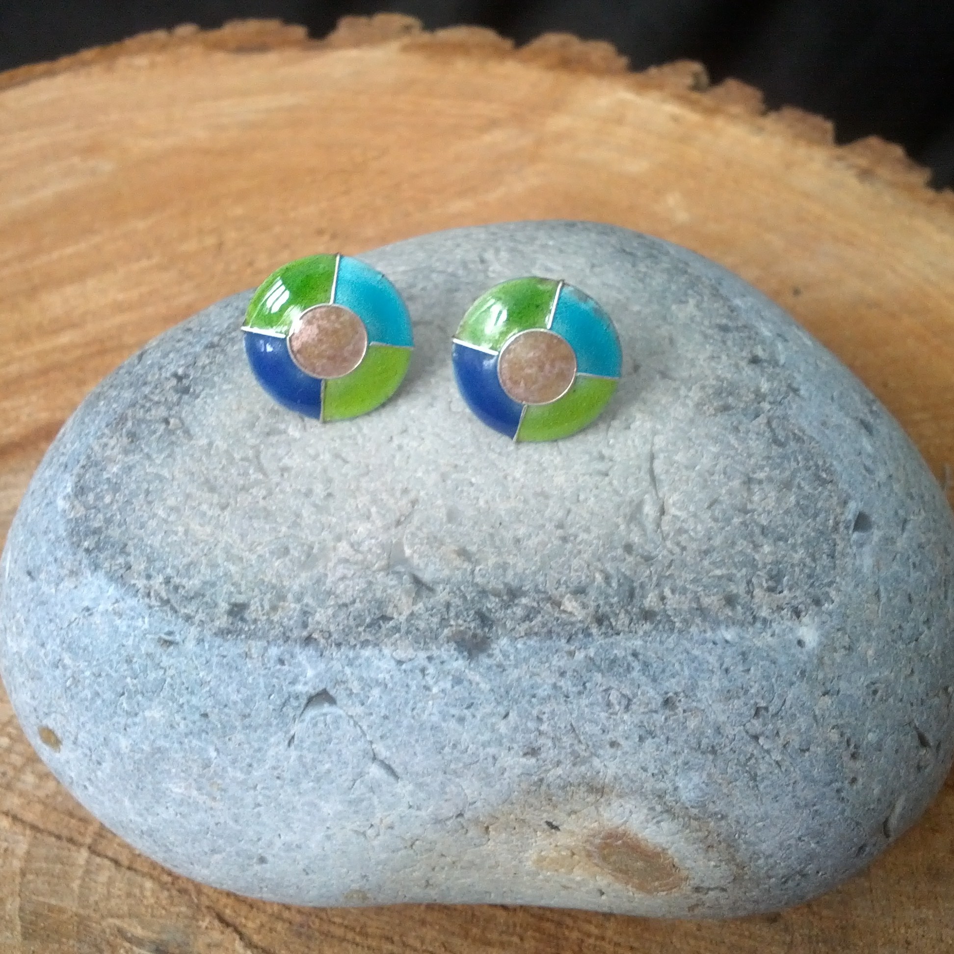 Silver and enamel earrings