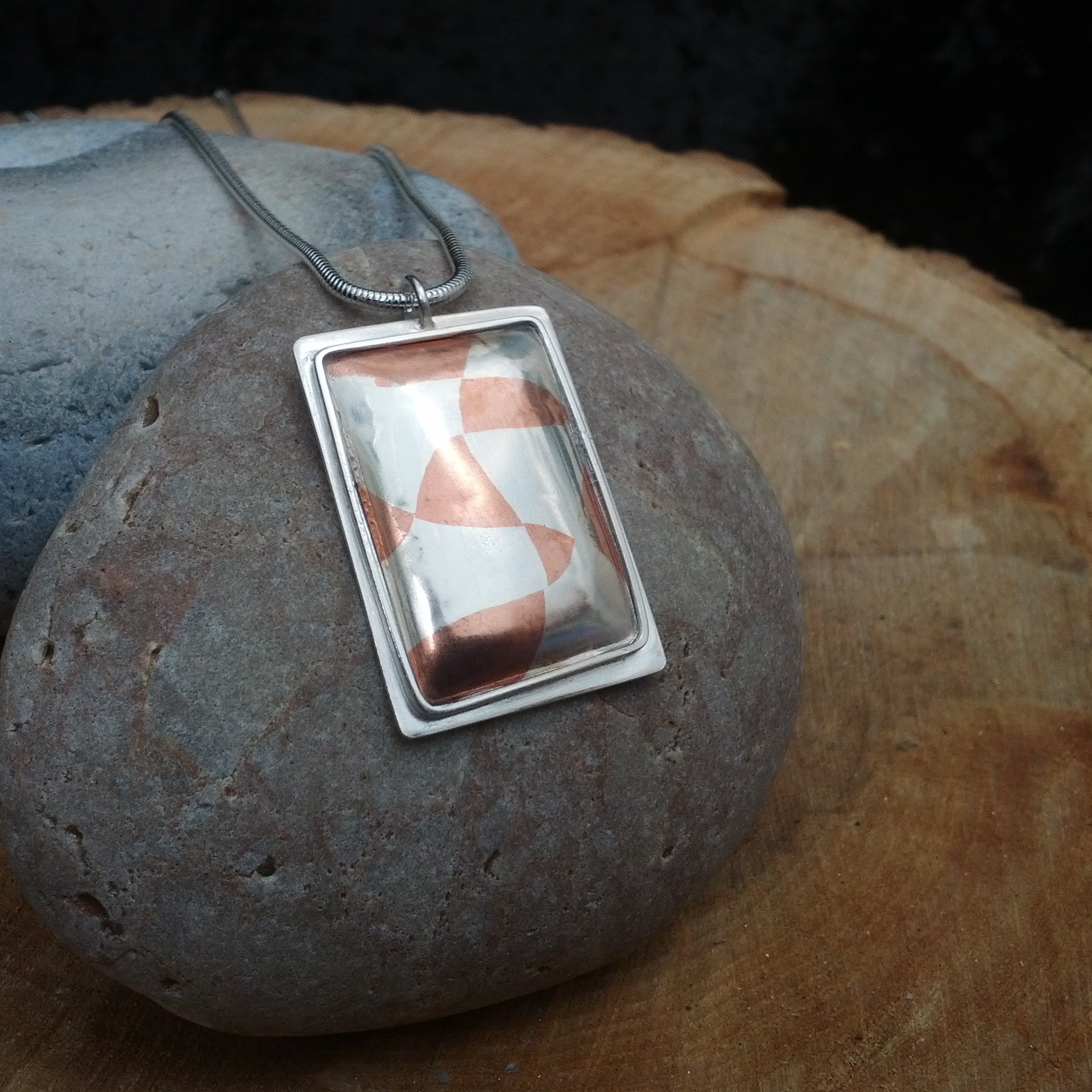 Married metal mosaic pendant