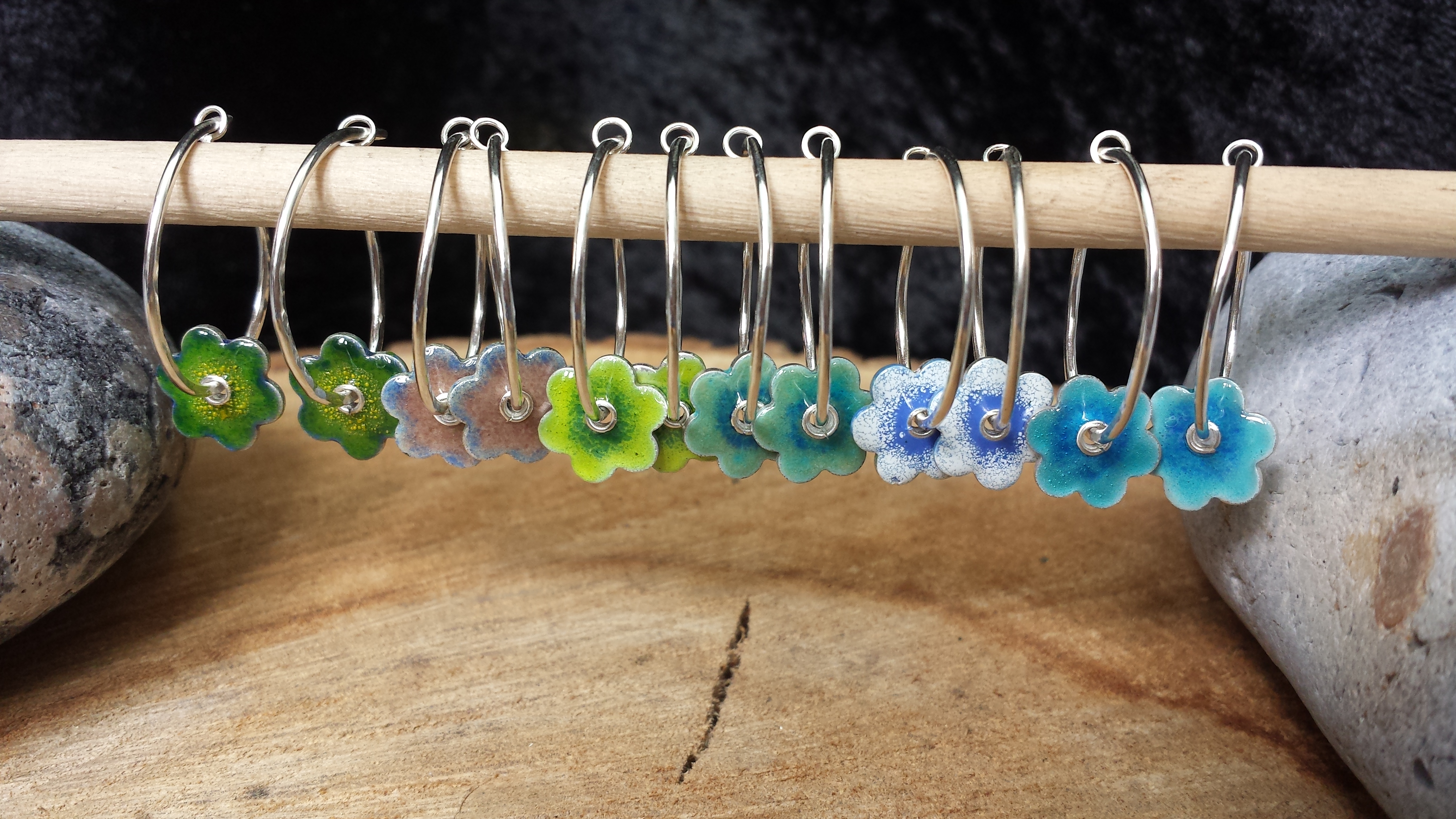 Enamel flower earrings