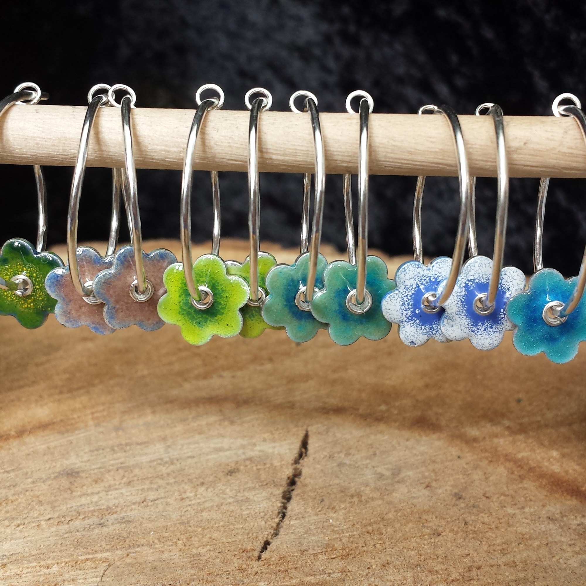 Enamel flower earrings
