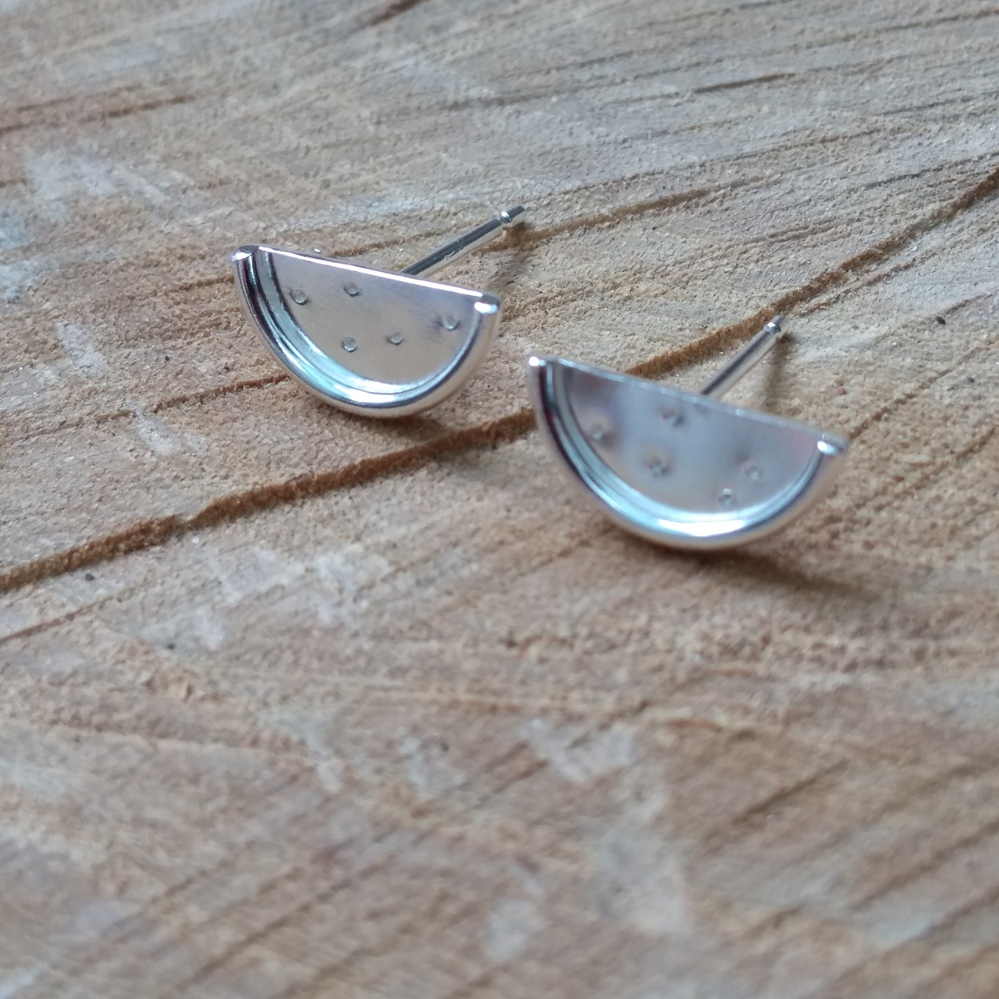Silver watermelon stud earrings