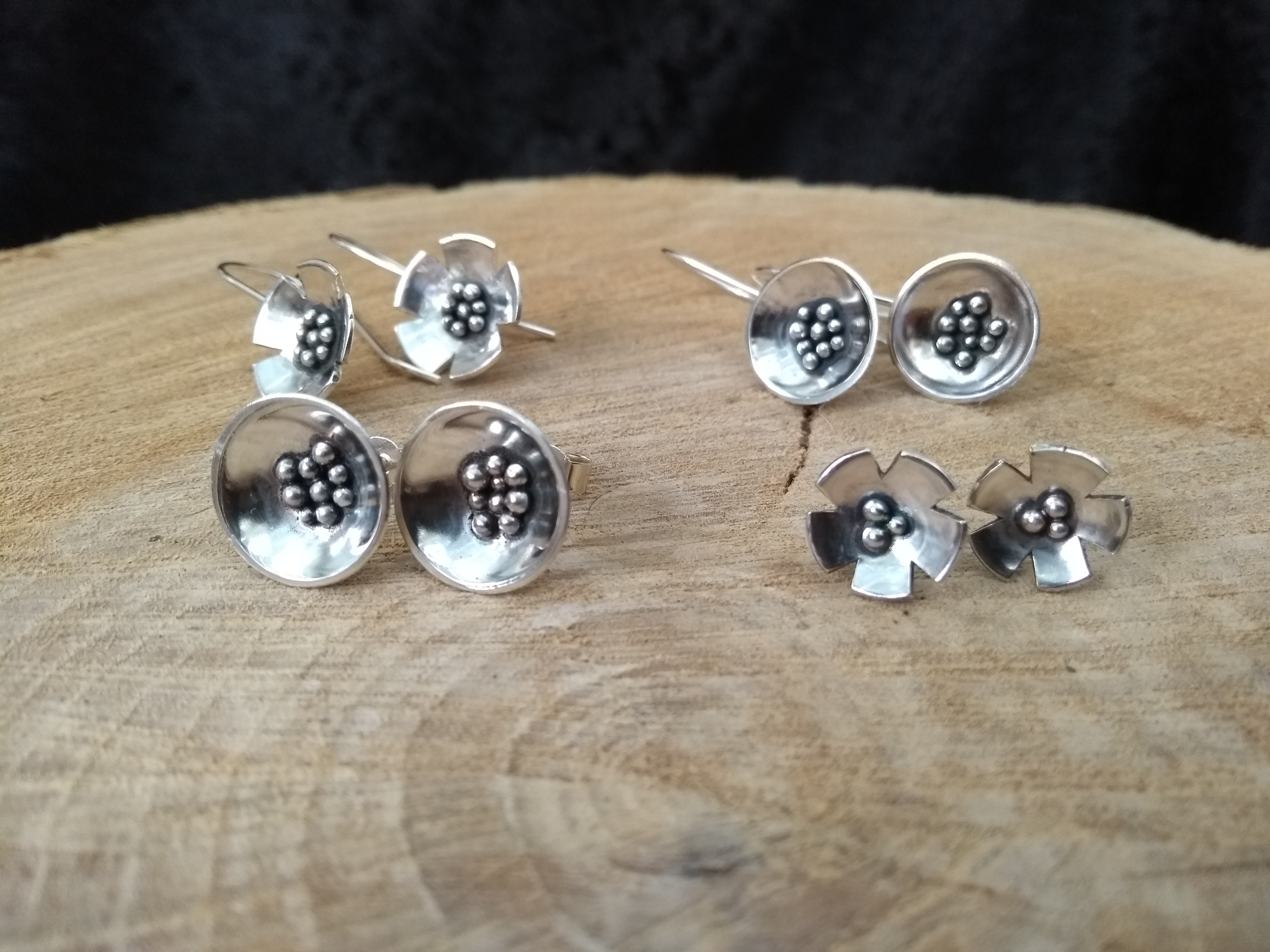 Silver flower earrings