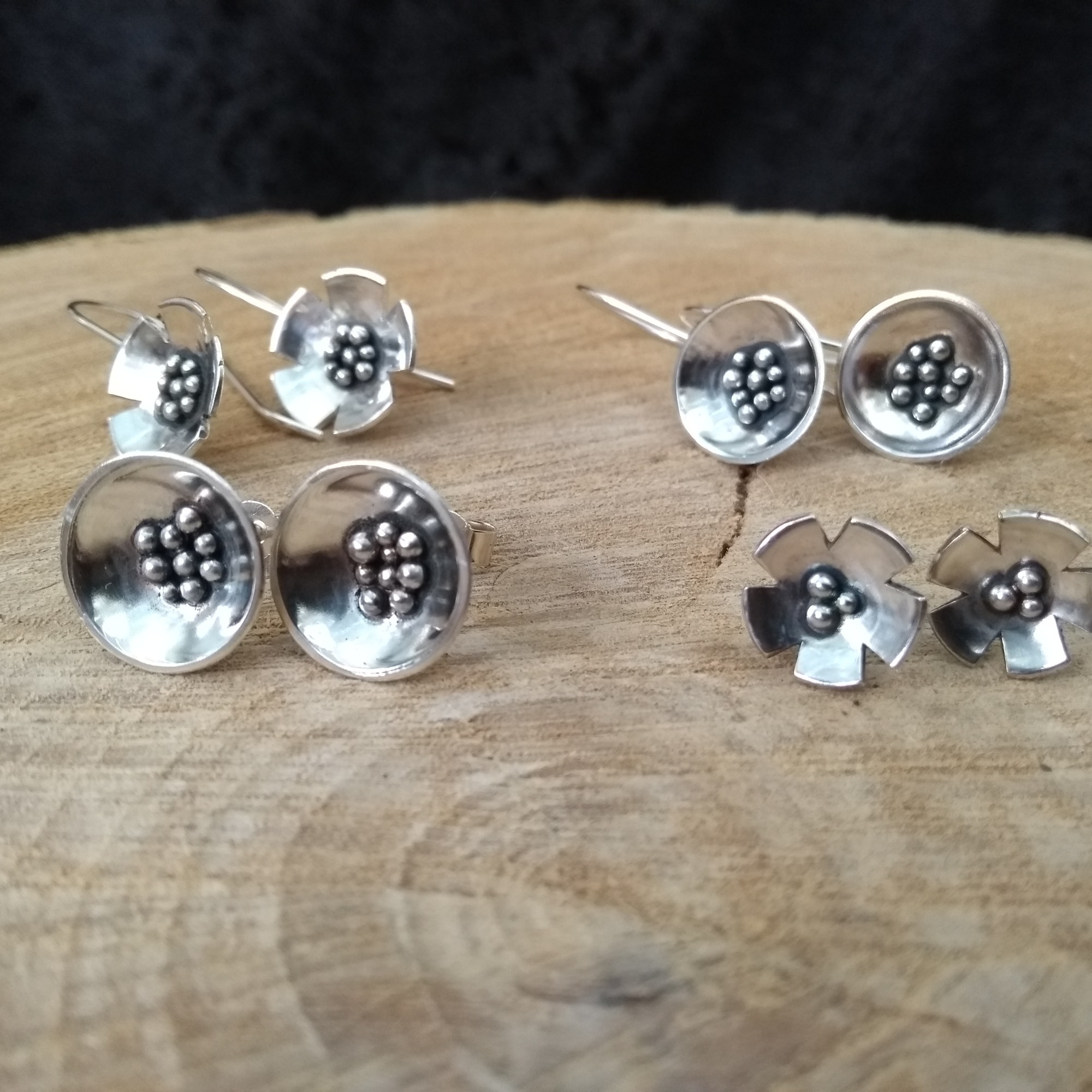Silver flower earrings